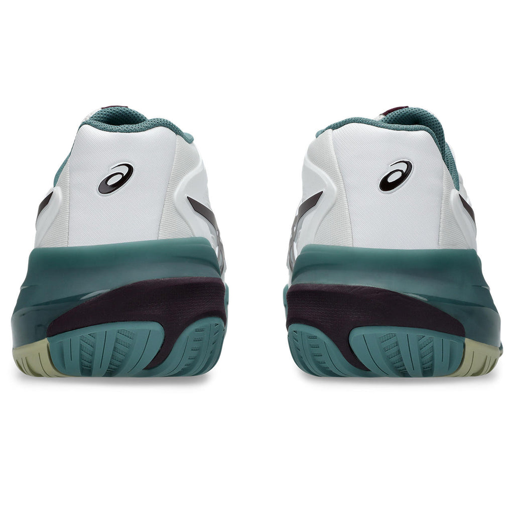 Asics Gel-Resolution – White/Burgundy/Teal Green Tennis Sneaker