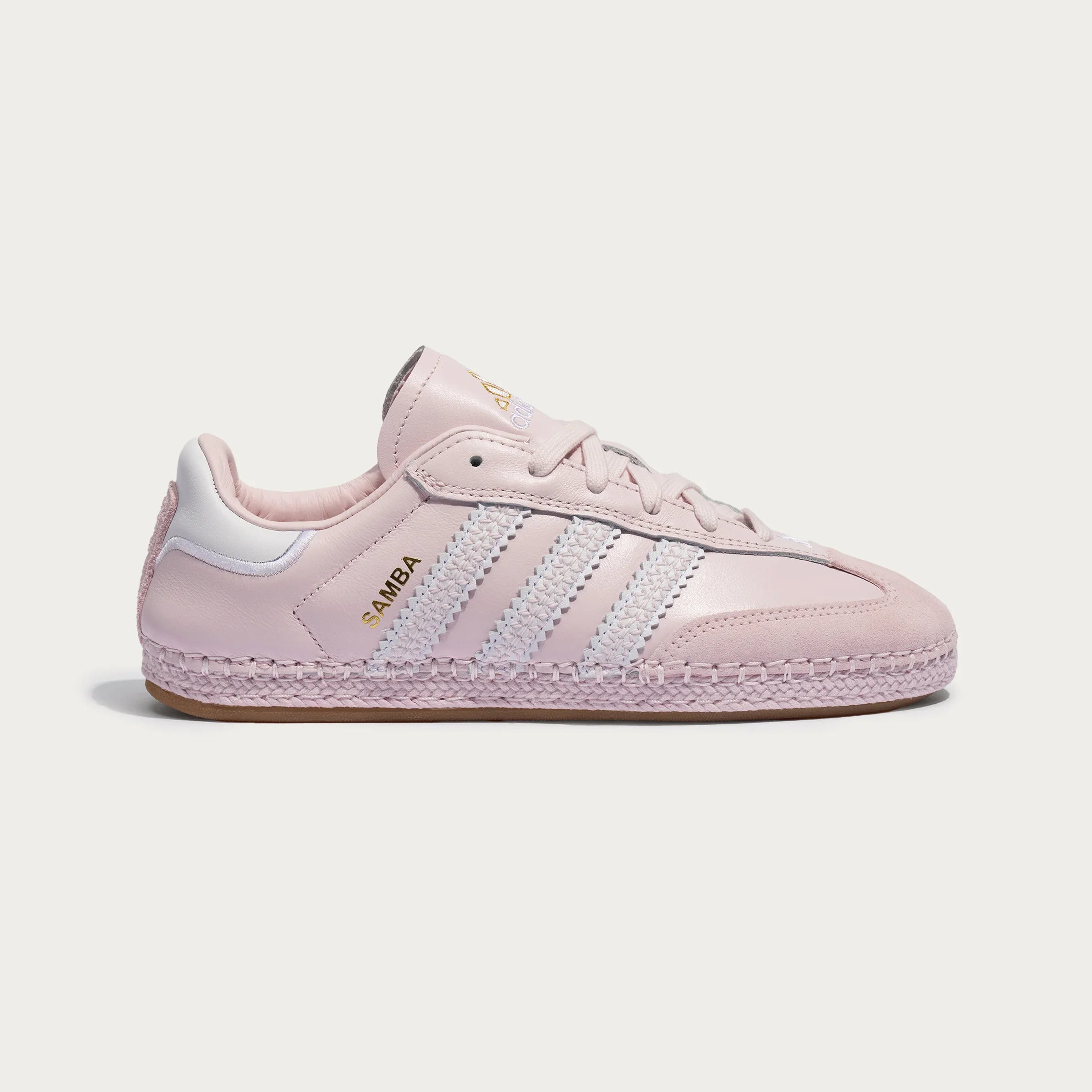 Adidas Originals – Light Pink Woven Sole Leather Casual Sneakers