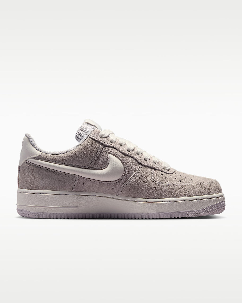 Nike Air Force 1 '07 Light Lavender Suede Off-White Swoosh Sneakers