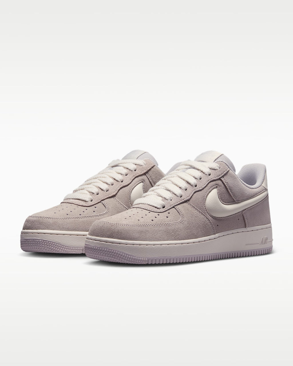 Nike Air Force 1 '07 Light Lavender Suede Off-White Swoosh Sneakers