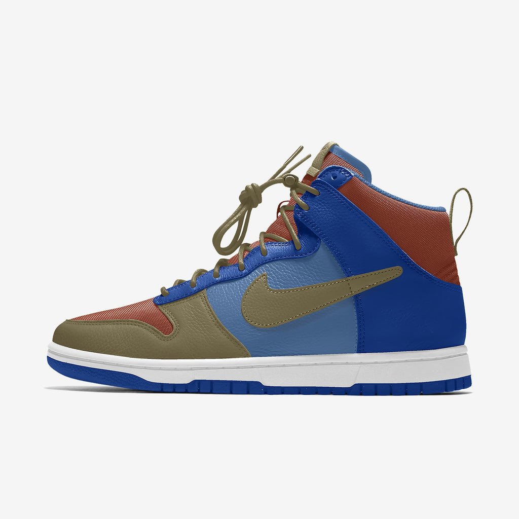 Nike Dunk High Multi-Color Blue Olive Rust Color-Block Sneakers