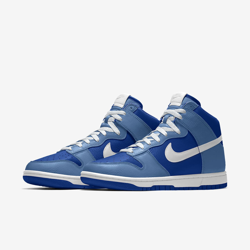Nike Dunk High Two-Tone Blue White Swoosh Sneakers