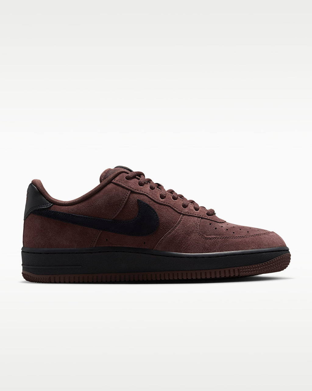 Nike Air Force 1 '07 Burgundy Suede Black Swoosh Sneakers