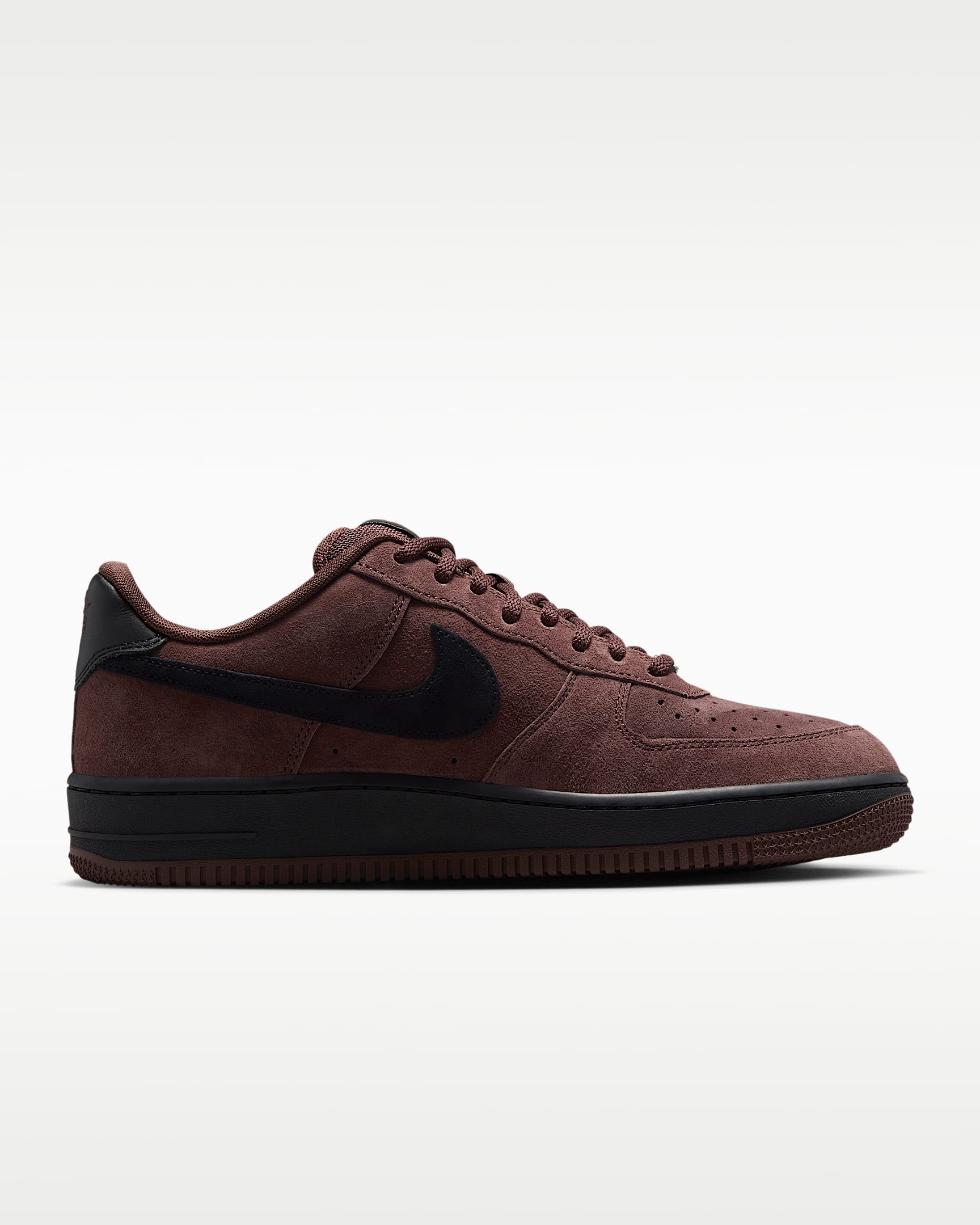 Nike Air Force 1 '07 Burgundy Suede Black Swoosh Sneakers