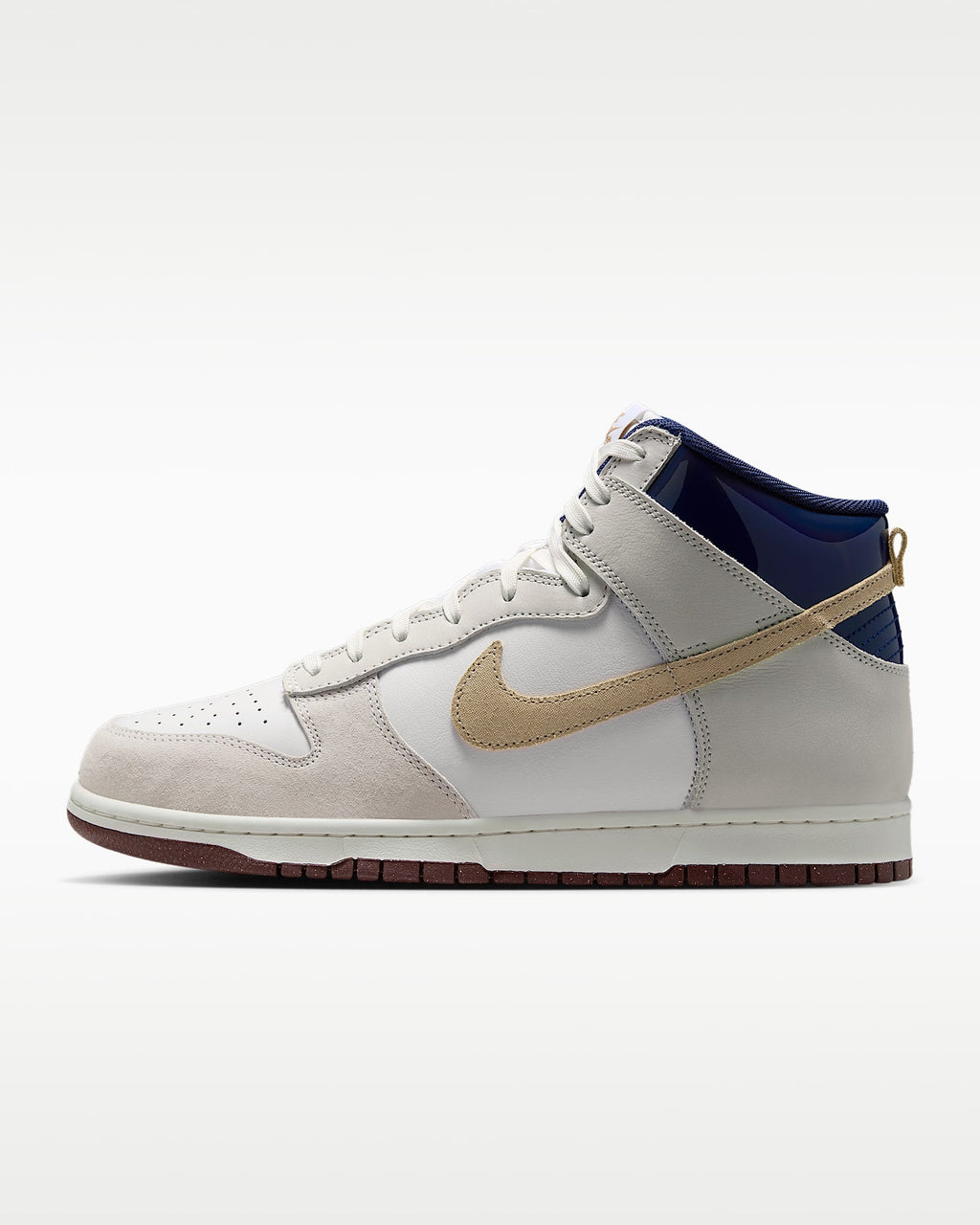 Nike Dunk High White Light Bone Navy Beige Color-Block Sneakers