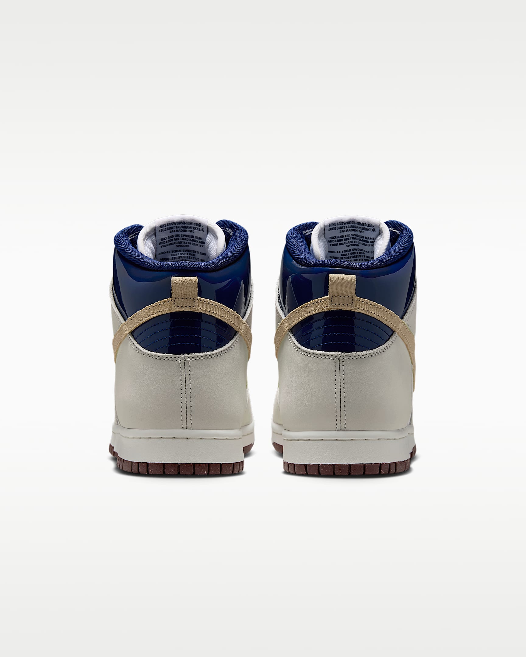 Nike Dunk High White Light Bone Navy Beige Color-Block Sneakers