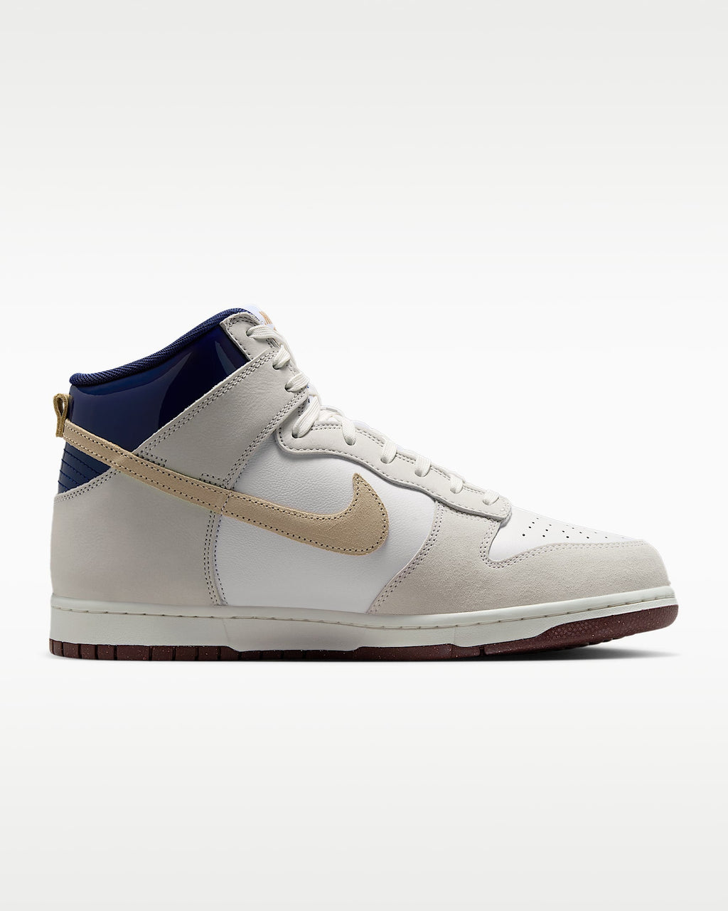 Nike Dunk High White Light Bone Navy Beige Color-Block Sneakers