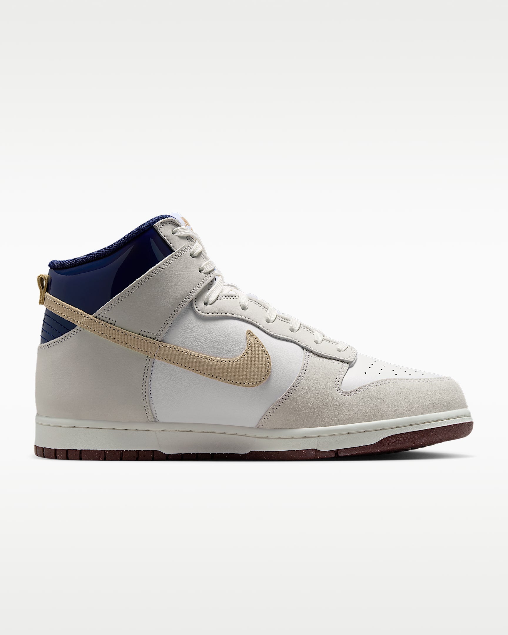 Nike Dunk High White Light Bone Navy Beige Color-Block Sneakers