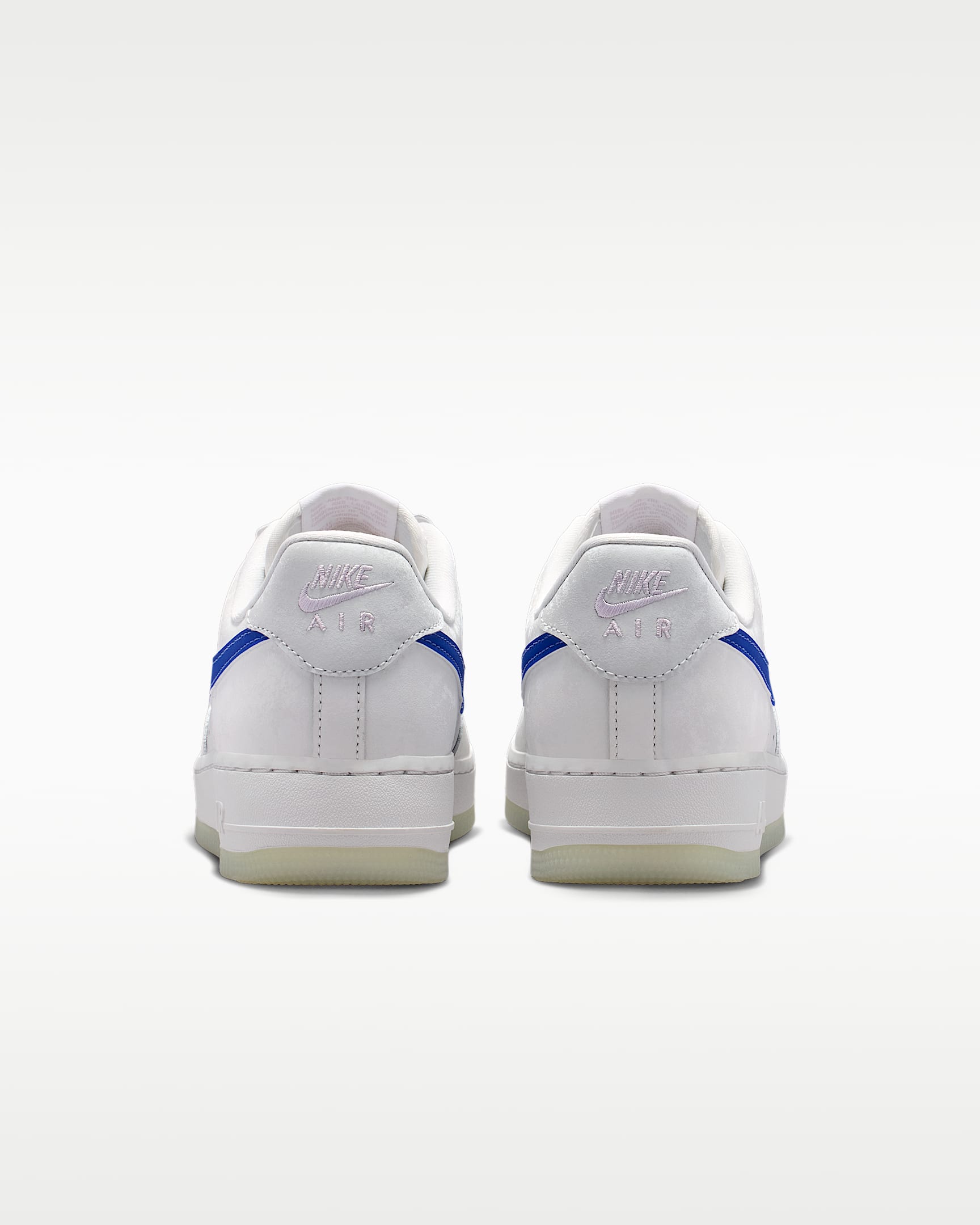 Nike Air Force 1 '07 White Royal Blue Swoosh Translucent Outsole Sneakers