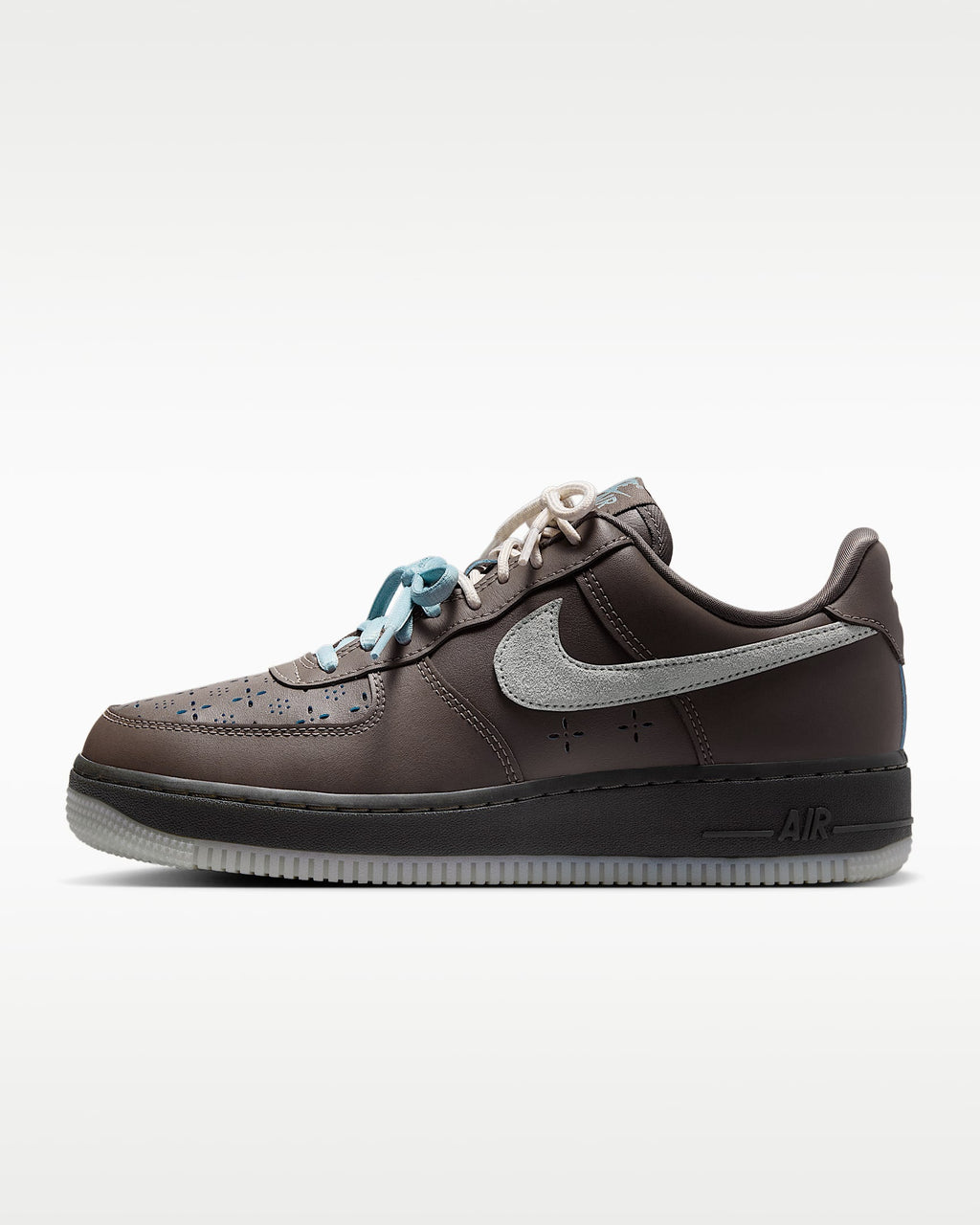 Nike Air Force 1 '07 Dark Brown Grey Suede Multi-Laces Sneakers