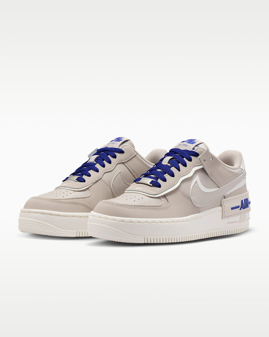 Nike Air Force 1 Shadow Light Taupe White Royal Blue Sneakers