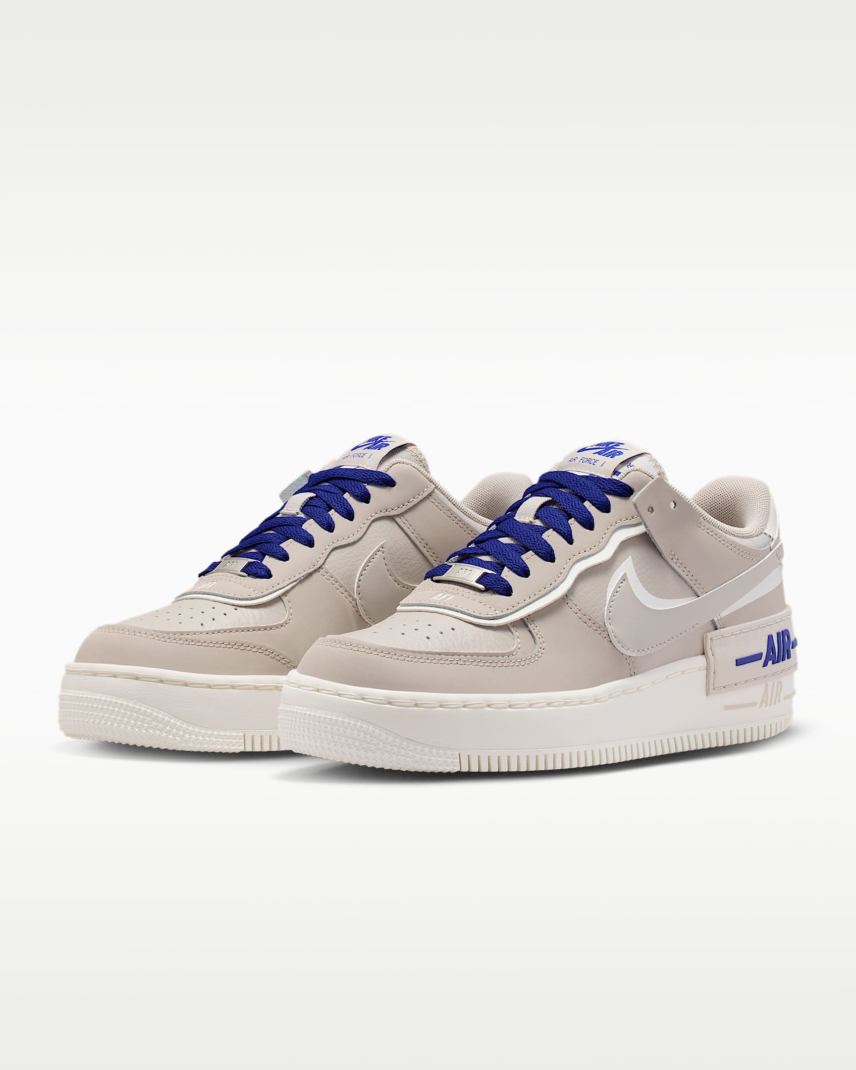 Nike Air Force 1 Shadow Light Taupe White Royal Blue Sneakers