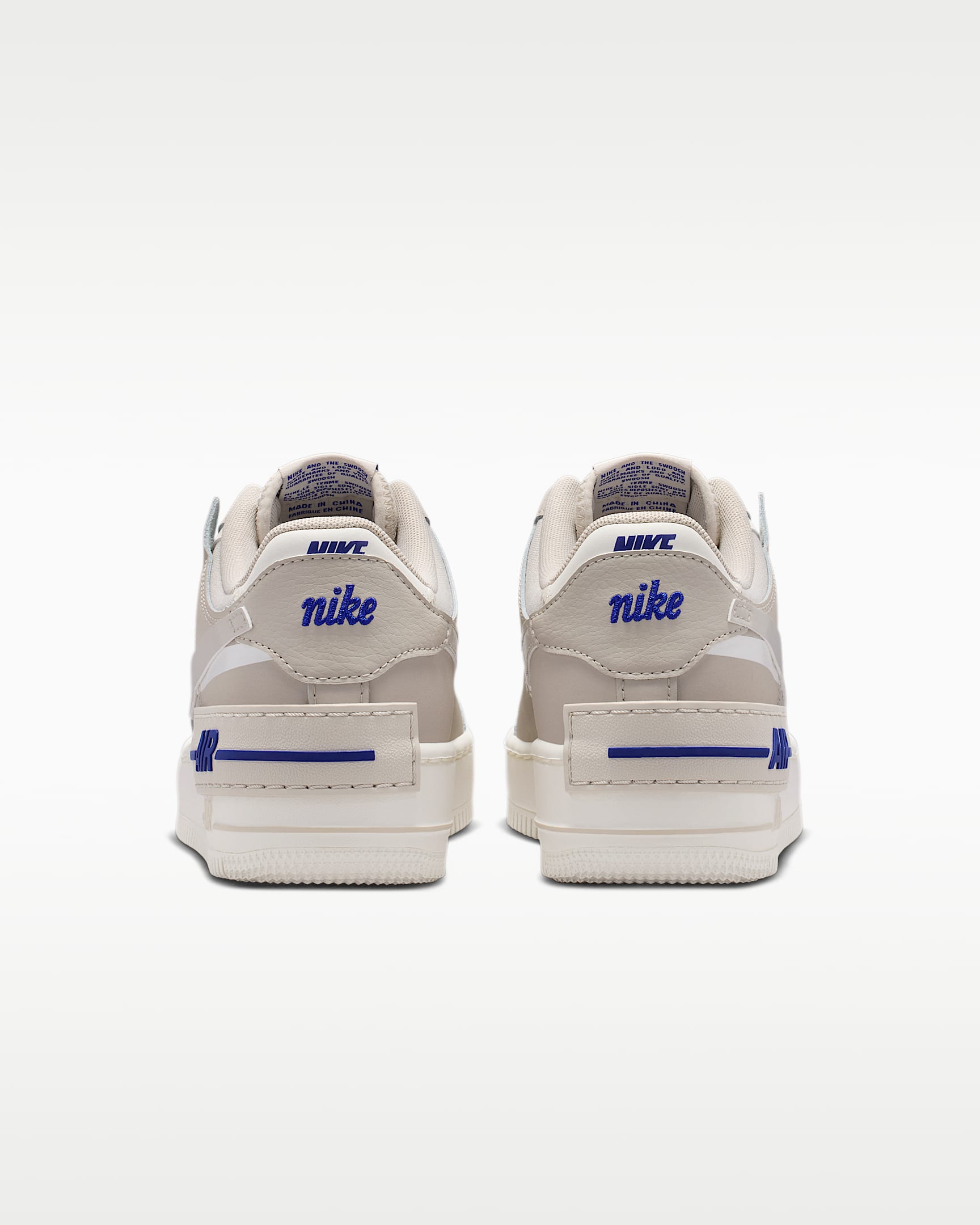Nike Air Force 1 Shadow Light Taupe White Royal Blue Sneakers