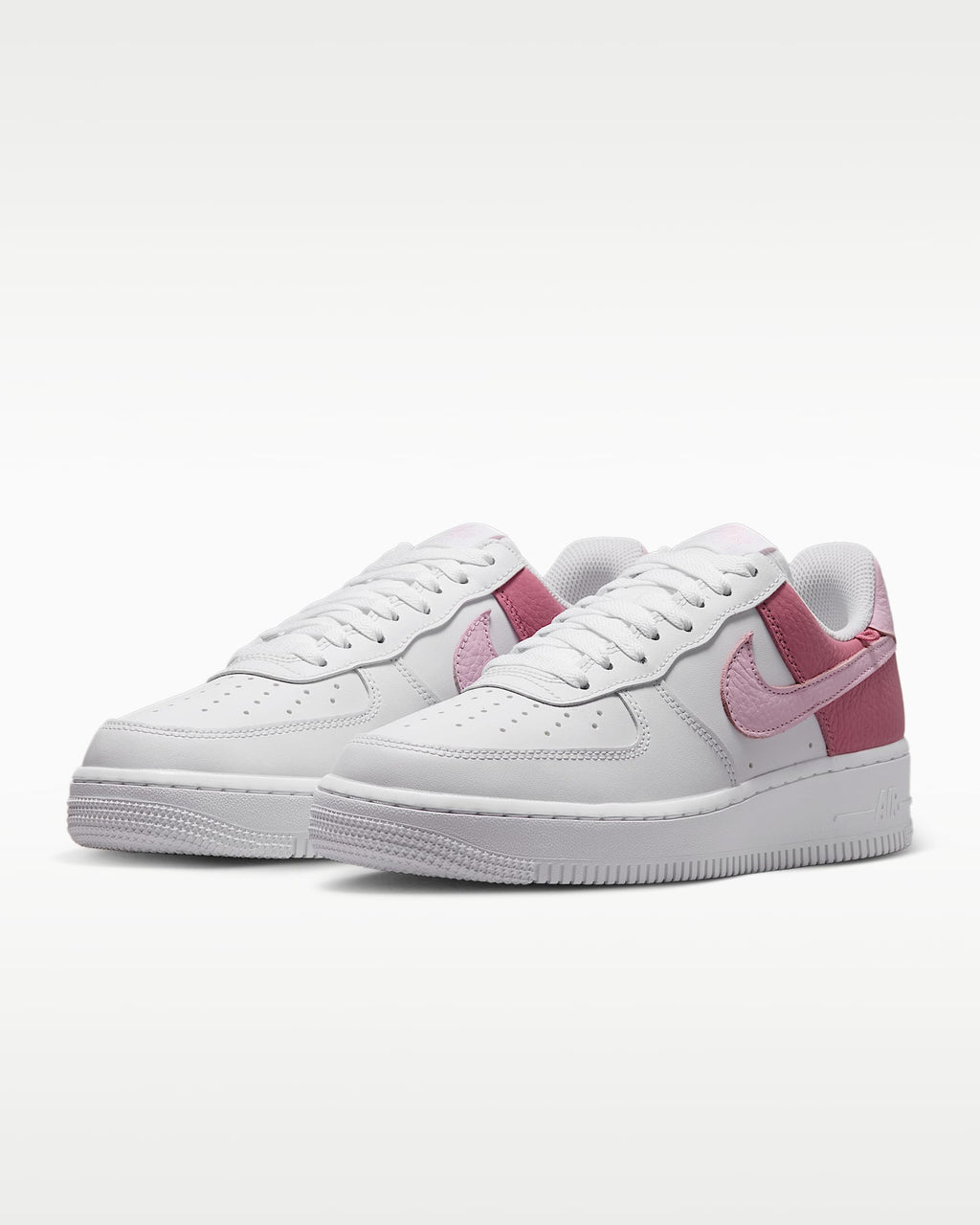 Nike Air Force 1 '07 White Two-Tone Pink Color-Block Sneakers