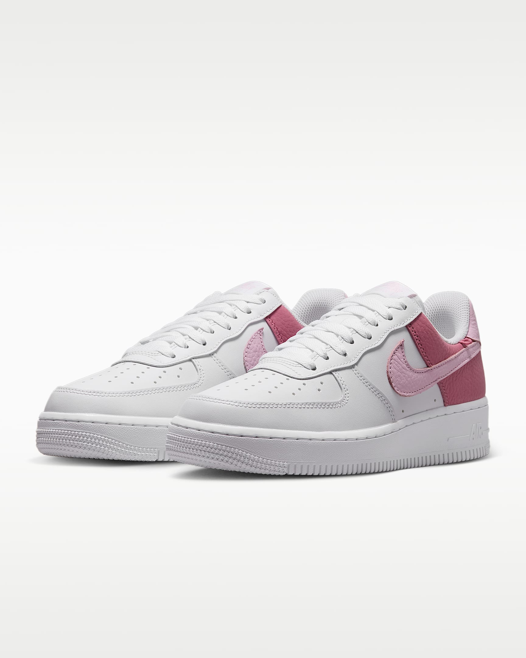 Nike Air Force 1 '07 White Two-Tone Pink Color-Block Sneakers
