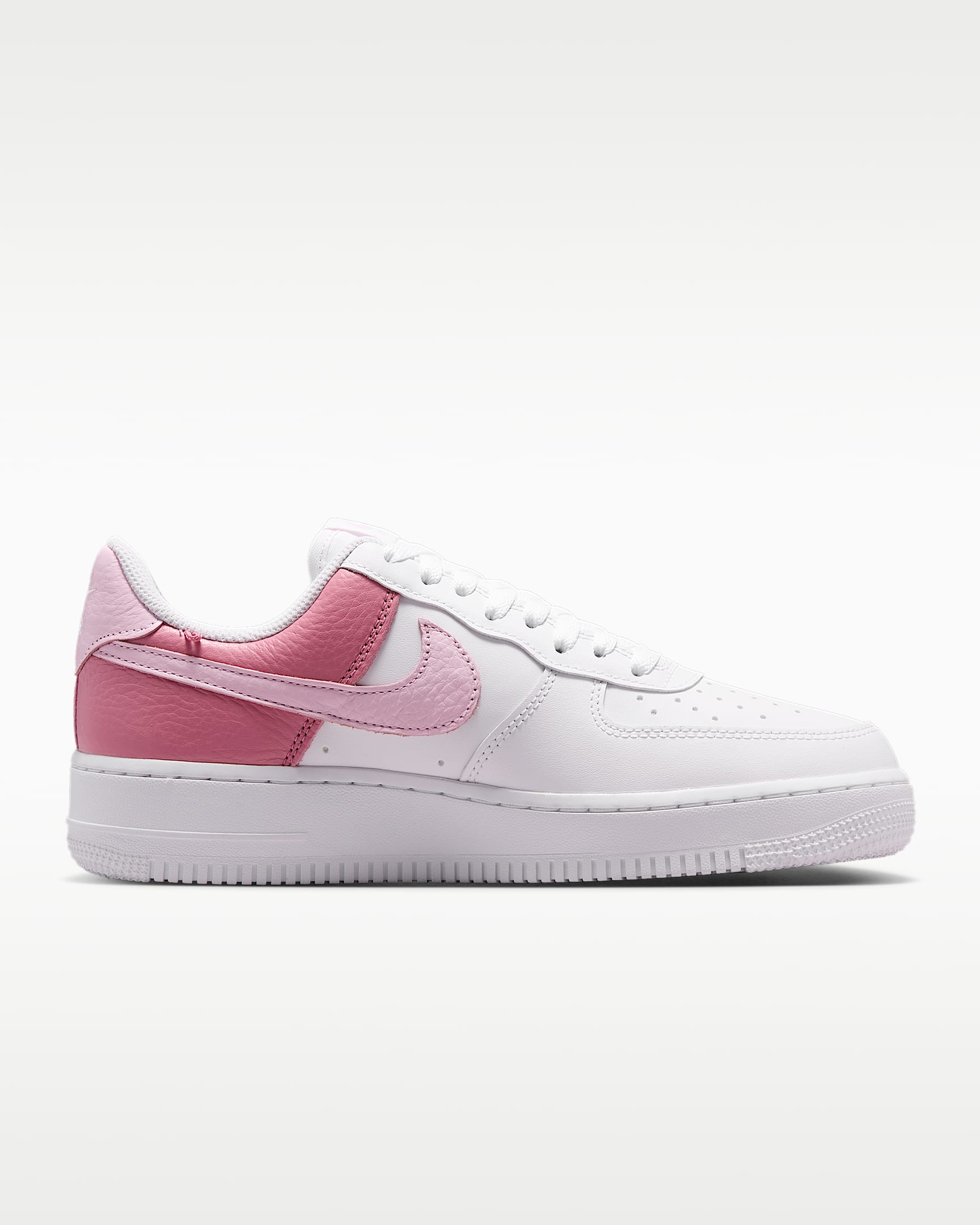 Nike Air Force 1 '07 White Two-Tone Pink Color-Block Sneakers