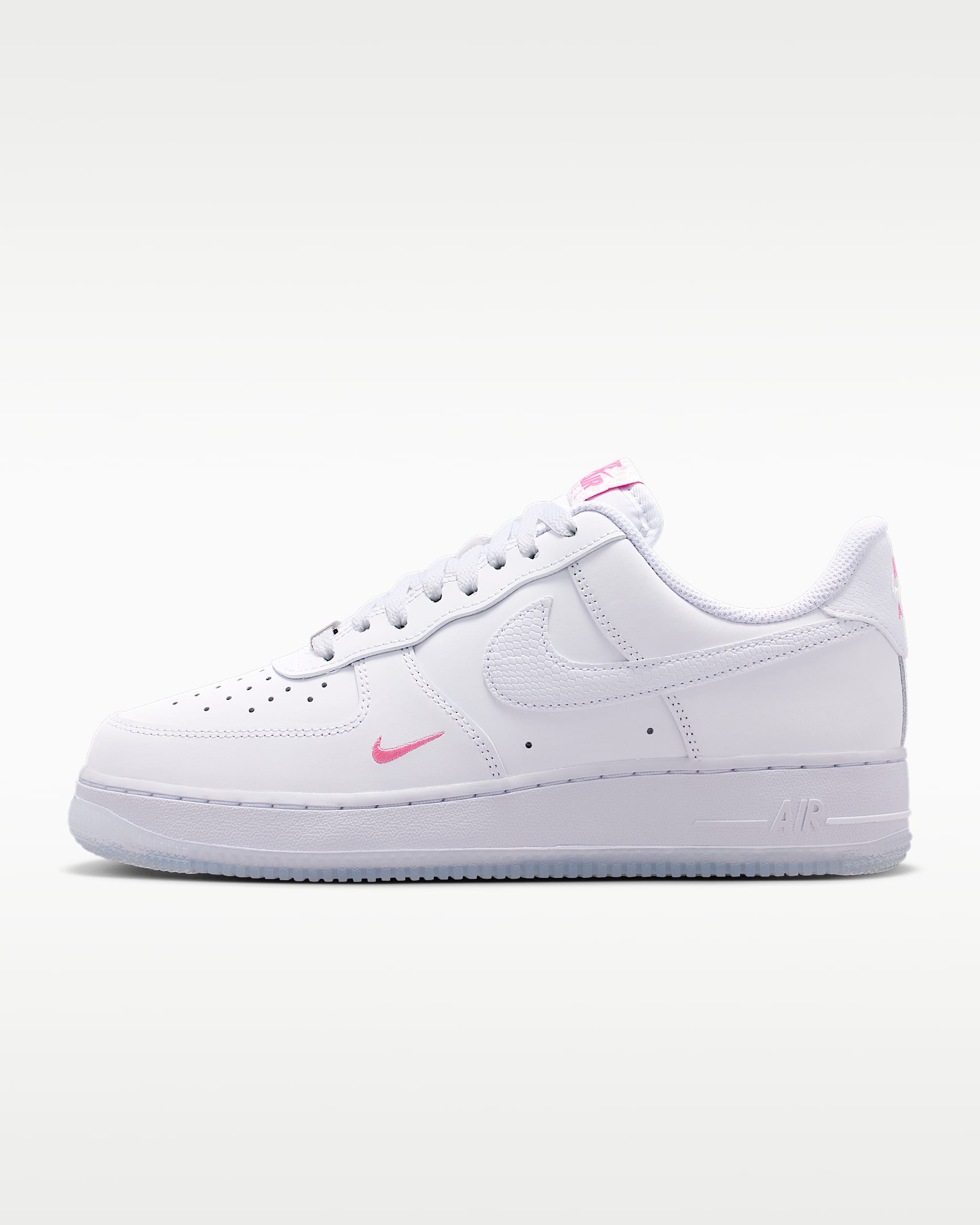 Nike Air Force 1 '07 White Mini Pink Swoosh Sneakers