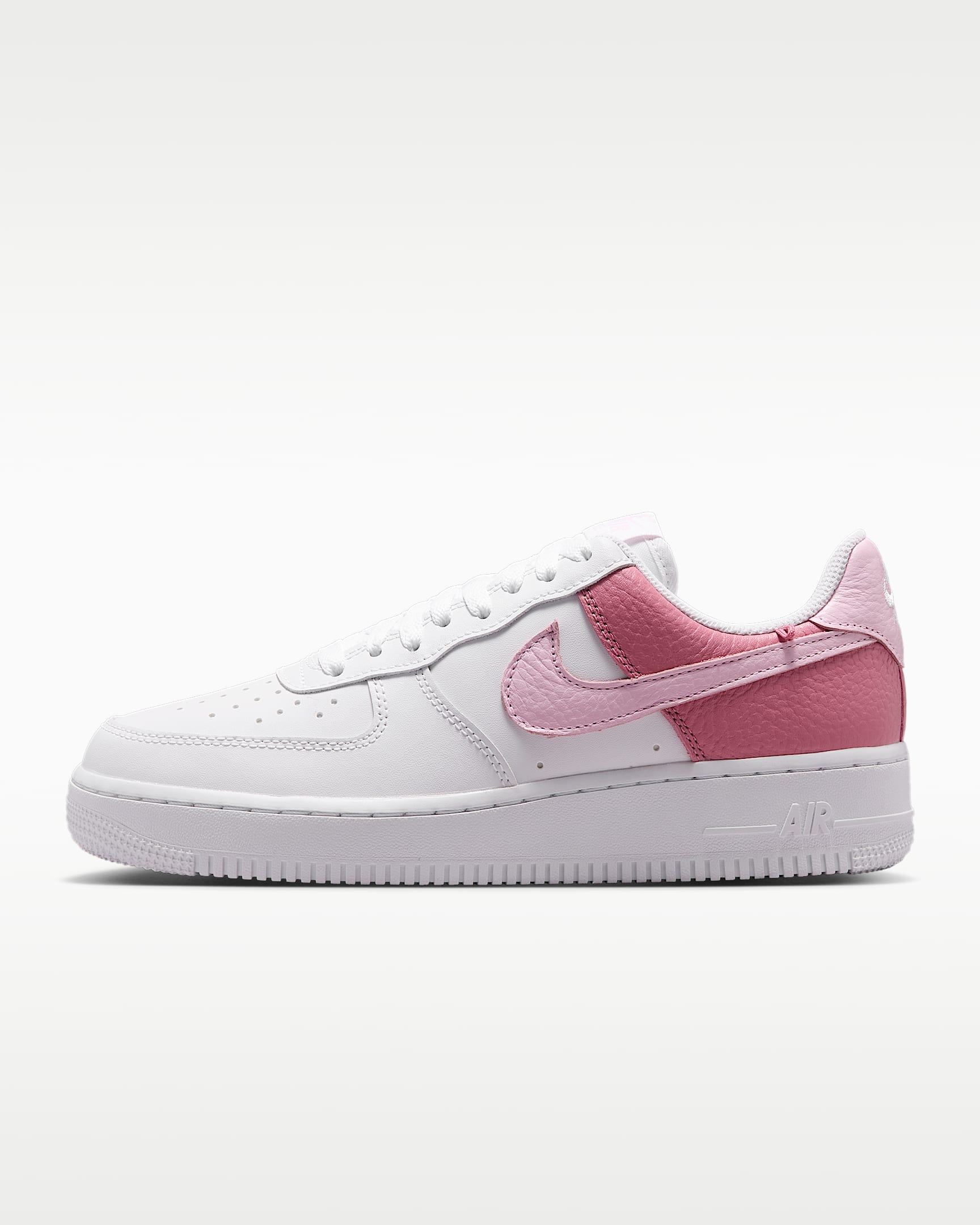 Nike Air Force 1 '07 White Two-Tone Pink Color-Block Sneakers