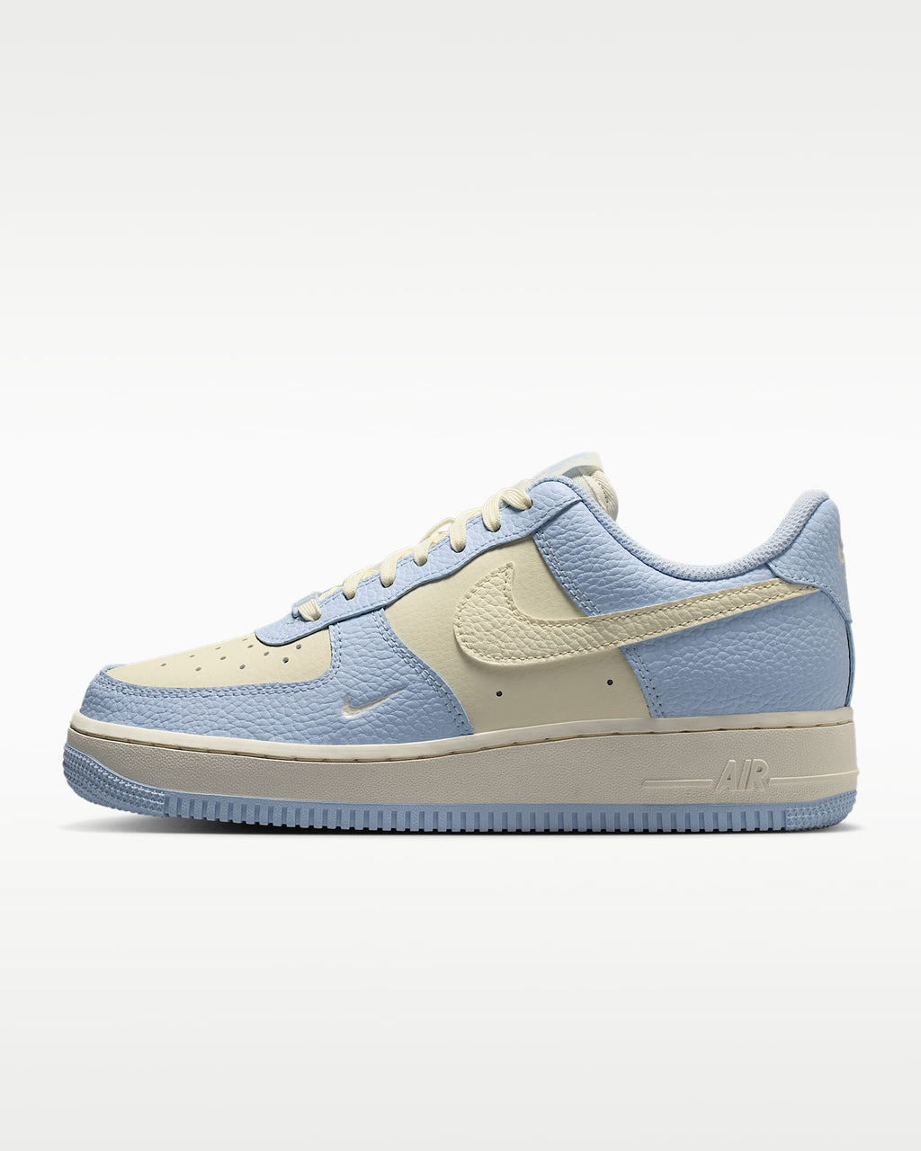 Nike Air Force 1 '07 Light Blue Cream Mini Swoosh Sneakers