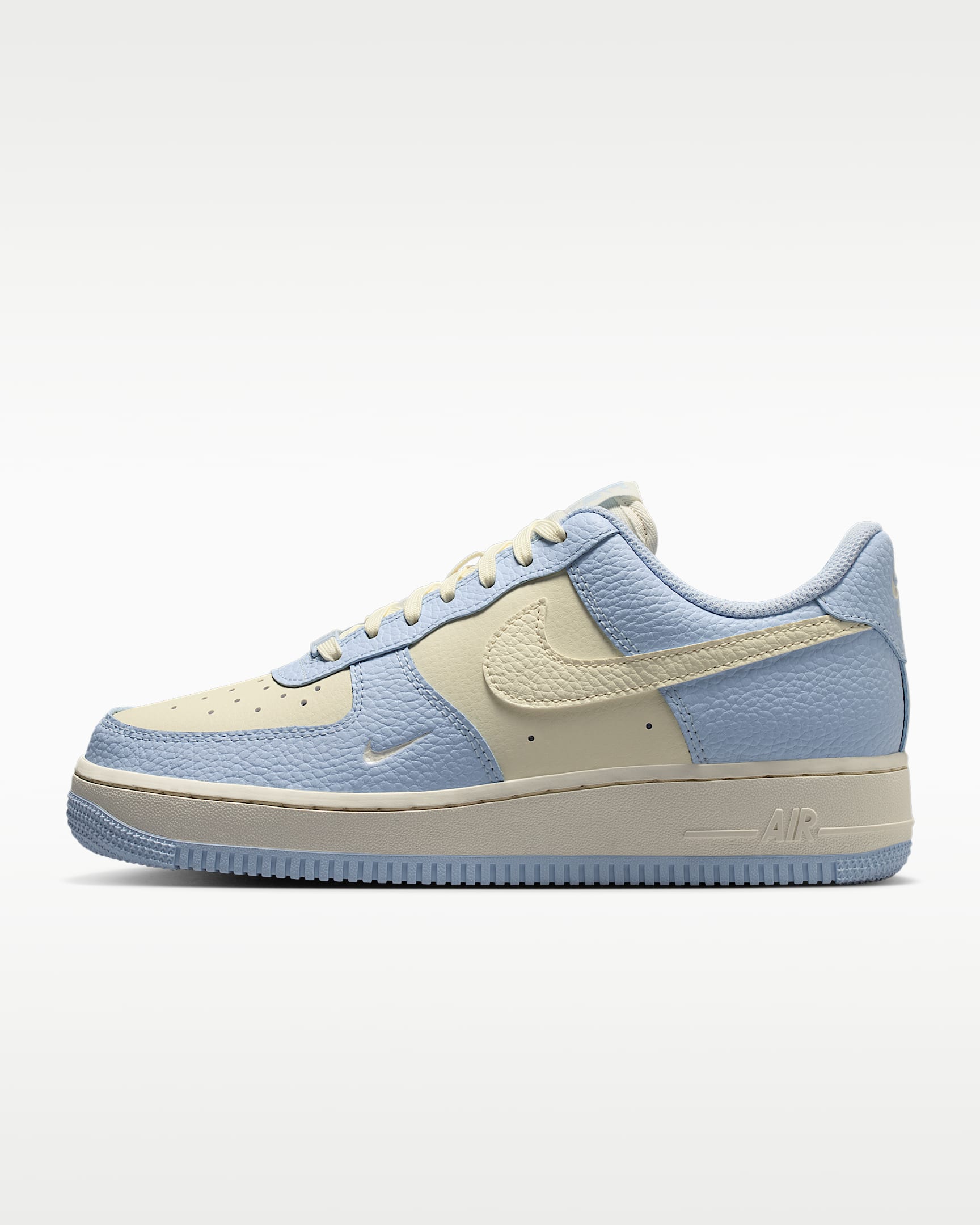 Nike Air Force 1 '07 Light Blue Cream Mini Swoosh Sneakers