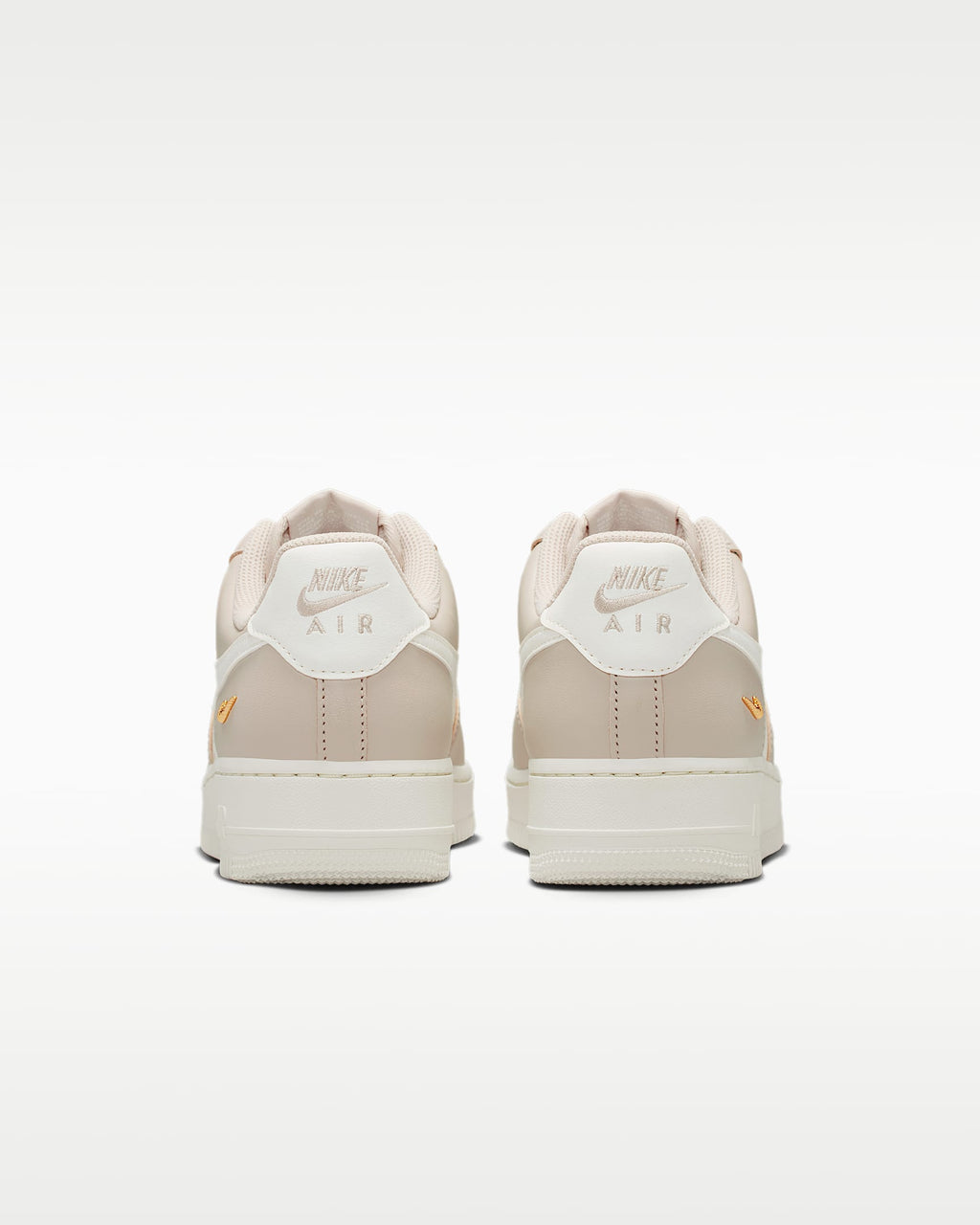 Nike Air Force 1 '07 Beige Cream Mini Gold Swoosh Sneakers