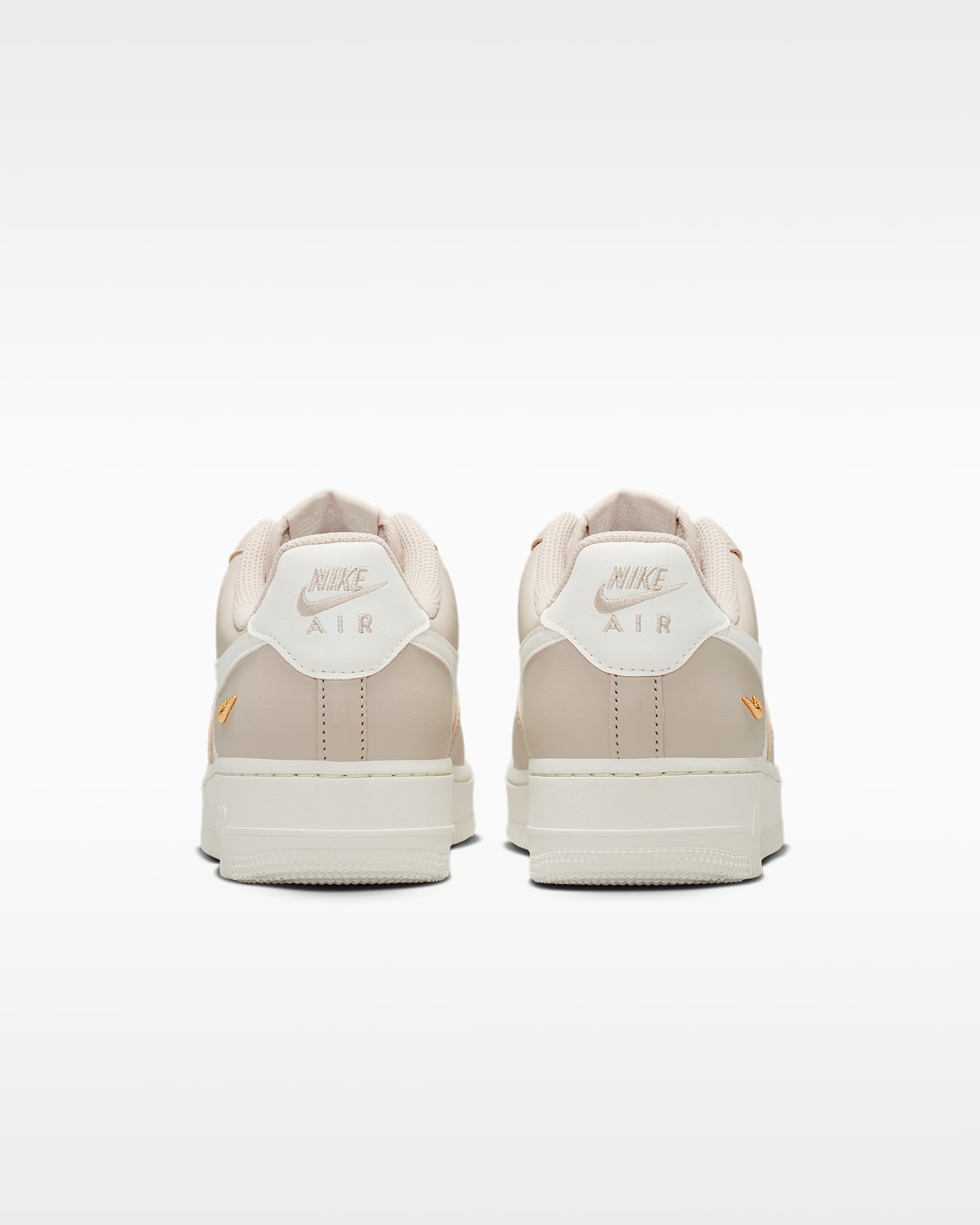 Nike Air Force 1 '07 Beige Cream Mini Gold Swoosh Sneakers
