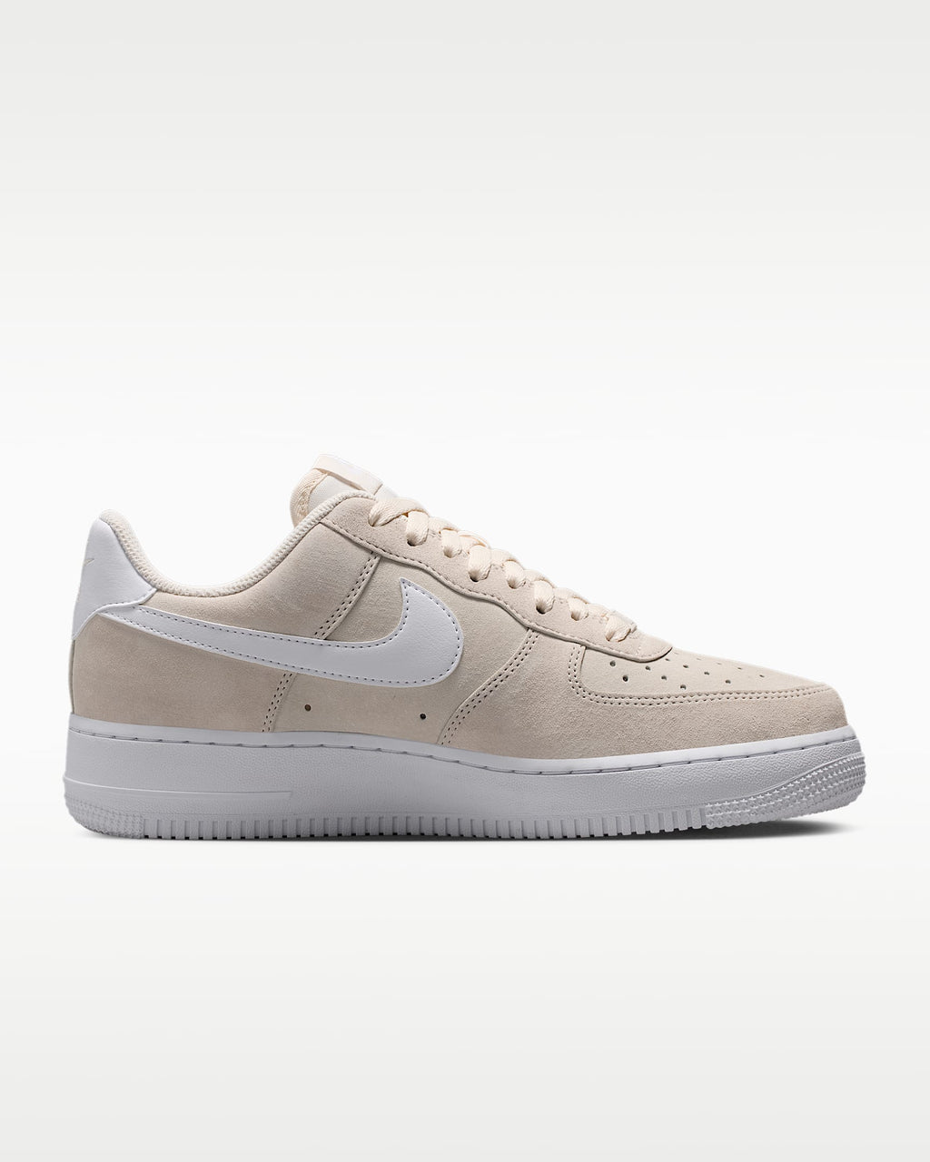 Nike Air Force 1 '07 Beige Suede White Mini Gold Swoosh Sneakers