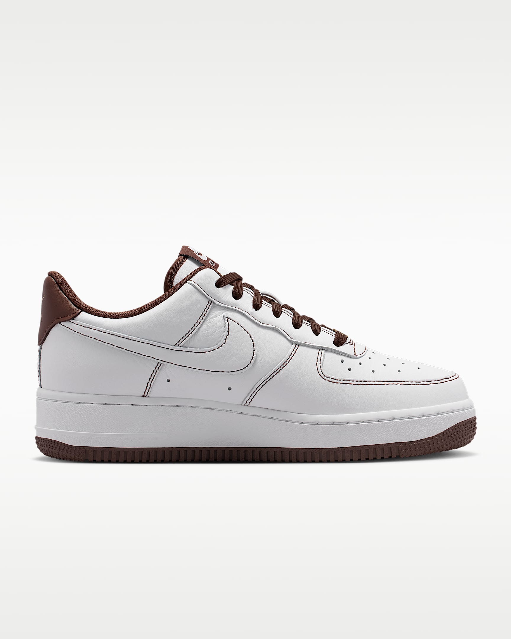 Nike Air Force 1 '07 White Brown Mini Gold Swoosh Sneakers