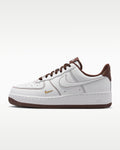 Nike Air Force 1 '07 White Brown Mini Gold Swoosh Sneakers