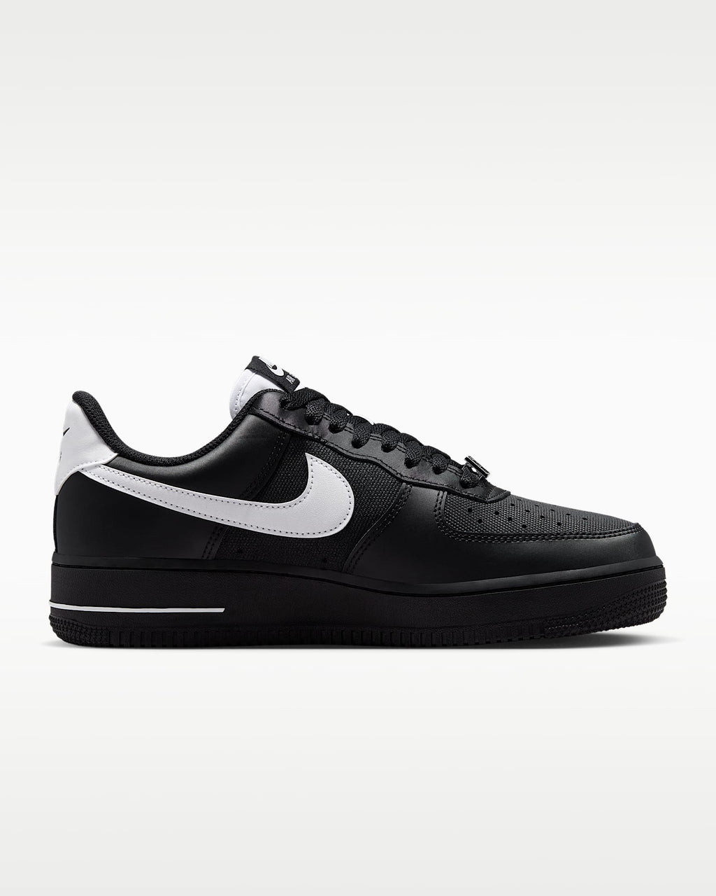 Nike Air Force 1 '07 Black Satin White Swoosh Sneakers