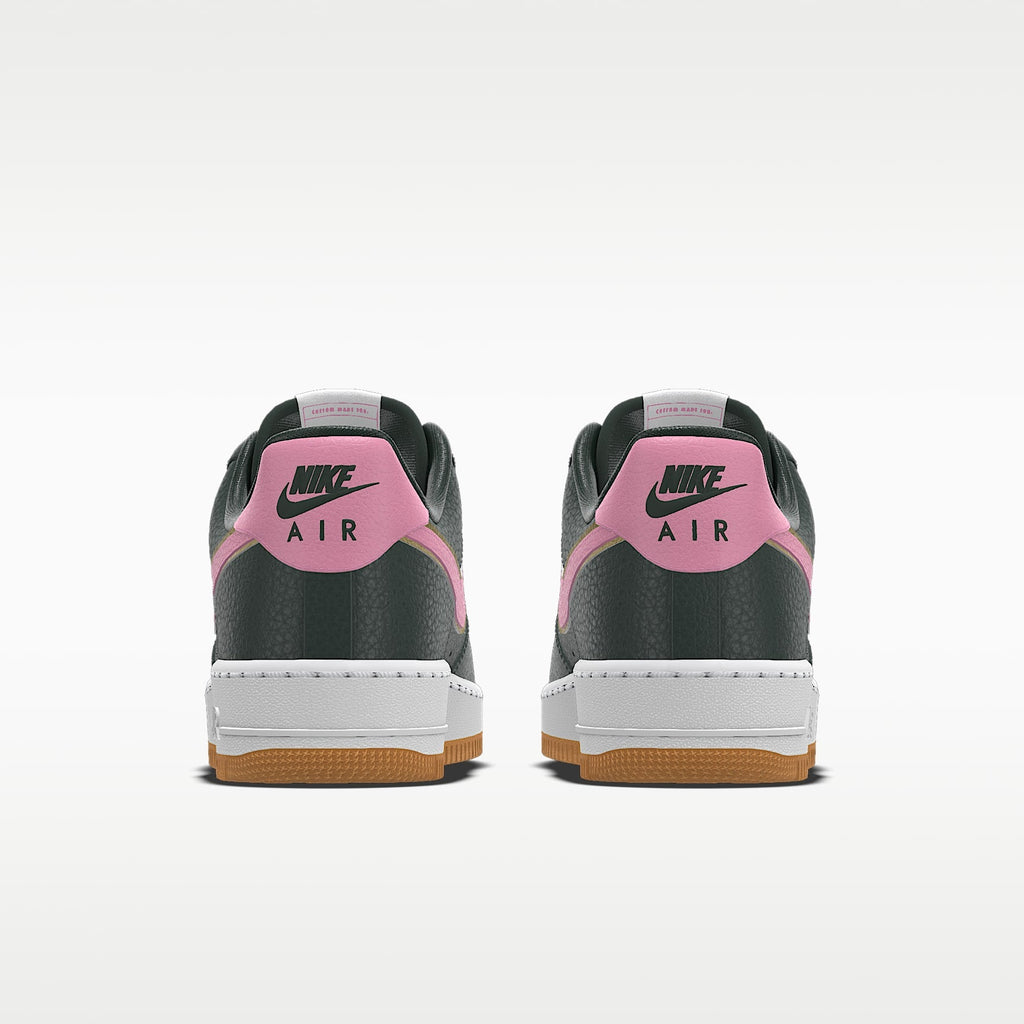 Nike Air Force 1 '07 Dark Green Pink Swoosh Gum Outsole Sneakers
