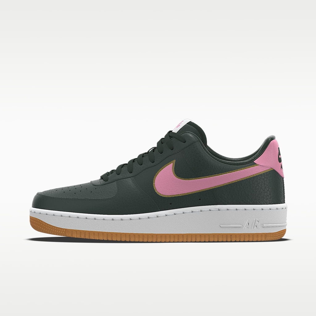 Nike Air Force 1 '07 Dark Green Pink Swoosh Gum Outsole Sneakers