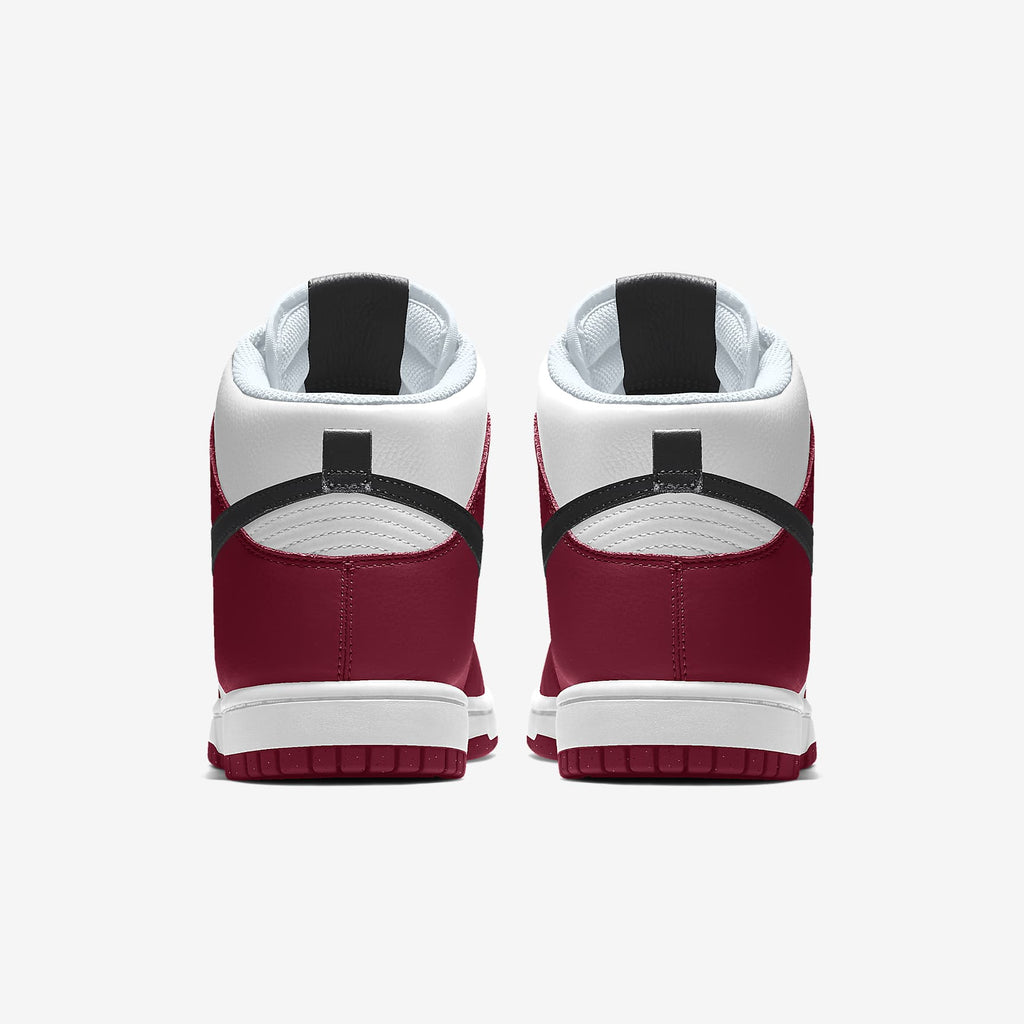 Nike Dunk High White Burgundy Red Black Swoosh Sneakers
