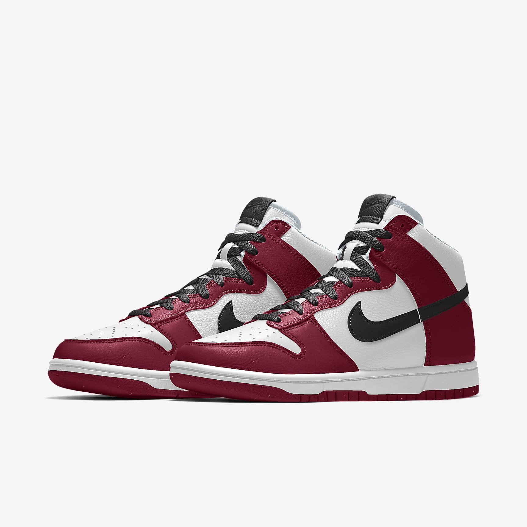 Nike Dunk High White Burgundy Red Black Swoosh Sneakers