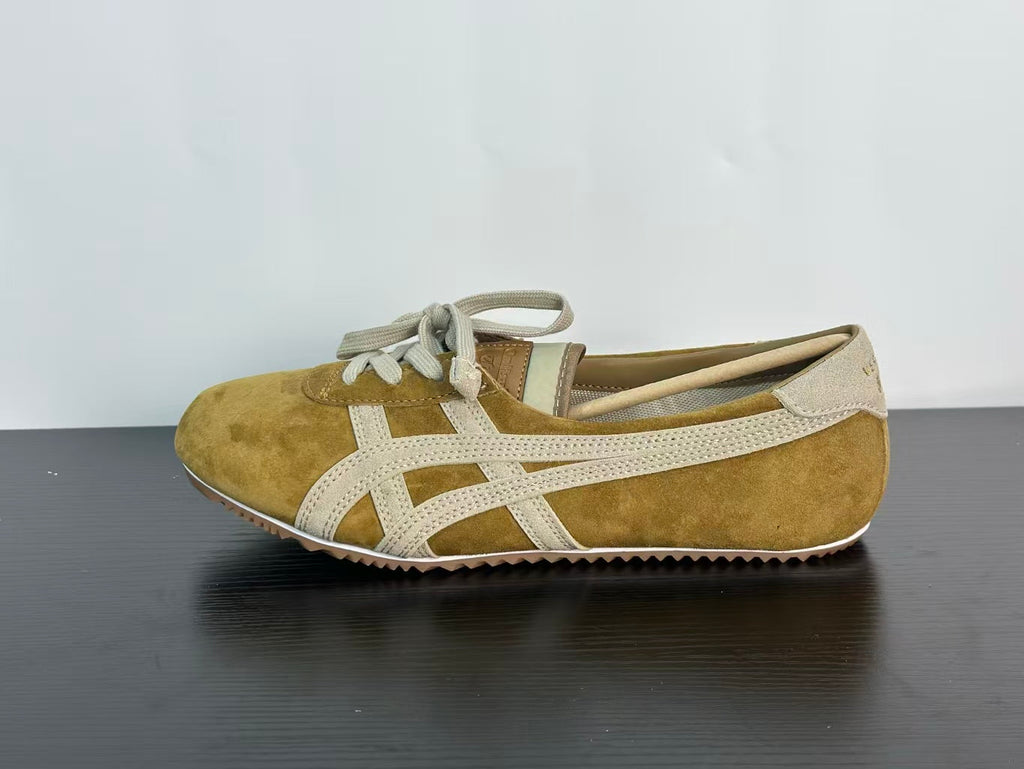 VERSACE × Onitsuka Tiger "Tai-Chi Sakura" Low-Top Sneakers | Khaki | Leather & Suede | EU 36–41.5