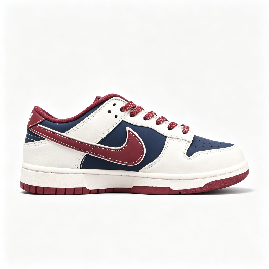 Nike Dunk Low Custom | Off-White Navy & Burgundy GG Print Low-Top Sneakers