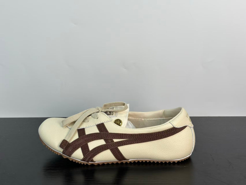 VERSACE × Onitsuka Tiger "Tai-Chi Sakura" Low-Top Sneakers | Cream & Red | Leather & Suede | EU 36–41.5